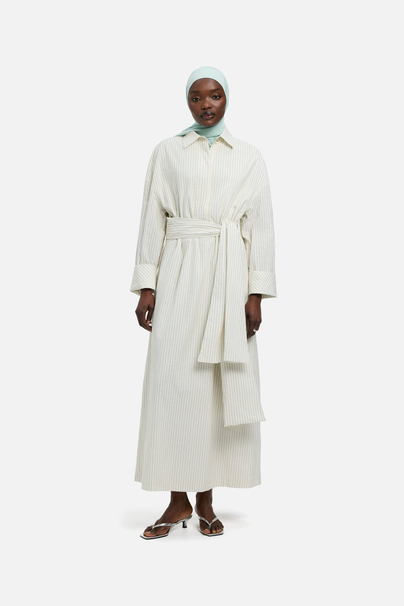 Striped Chemise Robe | Rayure cerise