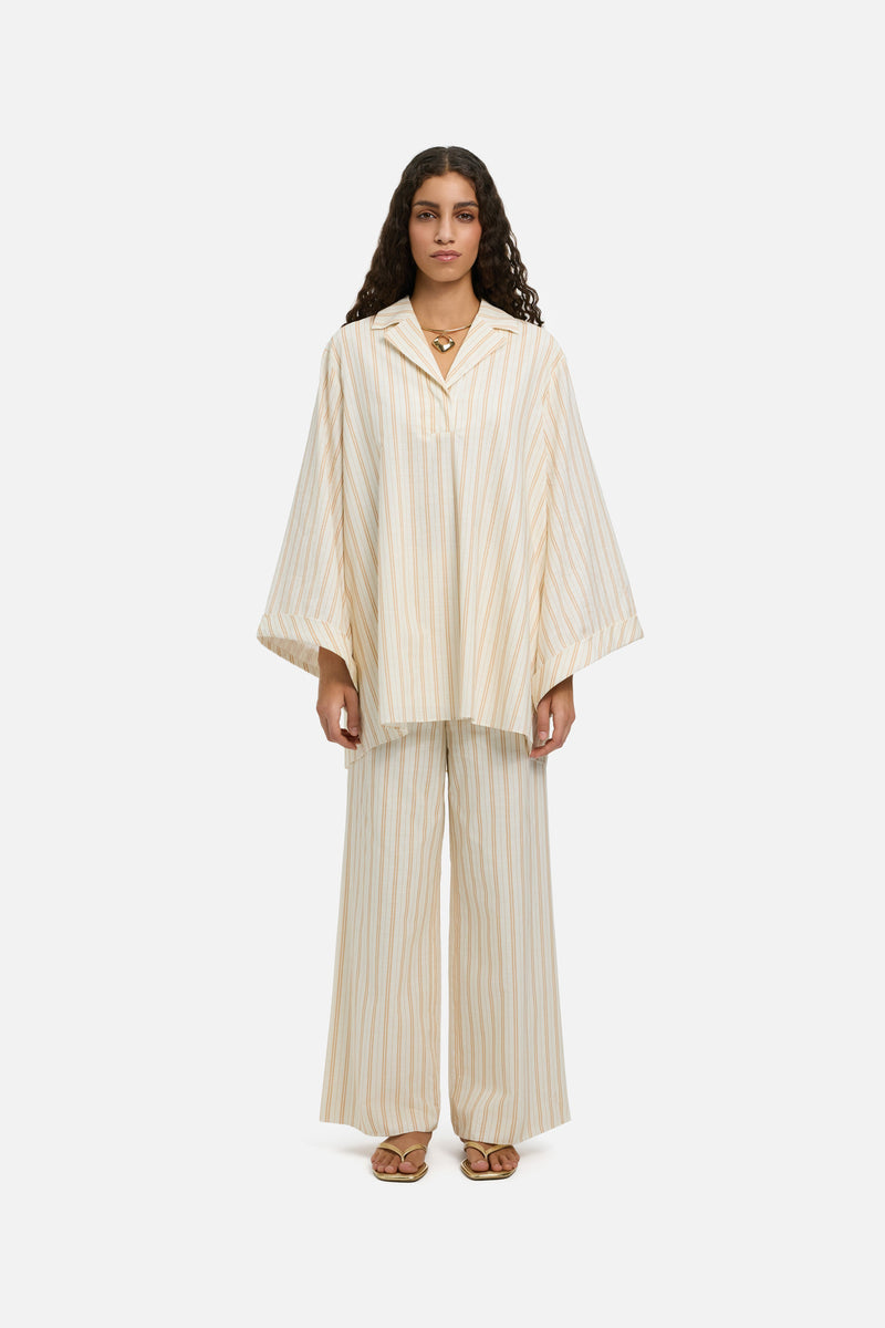 Striped Large Pantalon | Rayure biscotti