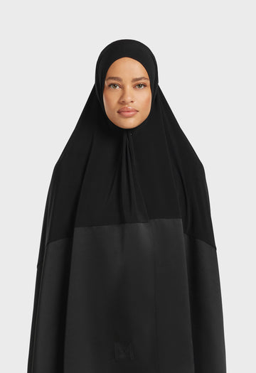 Structured Satin Edge Foulard | Noir