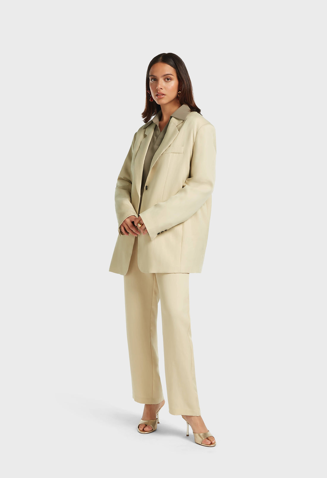 Structured Tailored Pantalon | Riz brun