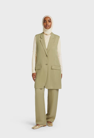 Structured Tailored Pantalon | Grey Green