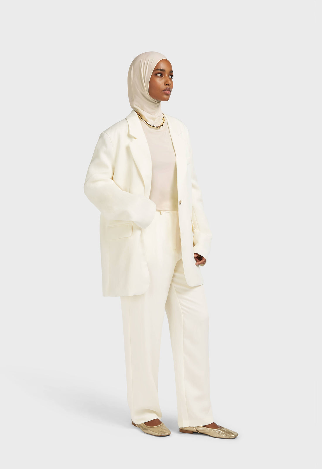 Structured Tailored Pantalon | Blanc cassé