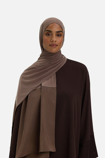 Structured Satin Edge Foulard | Brun cendré