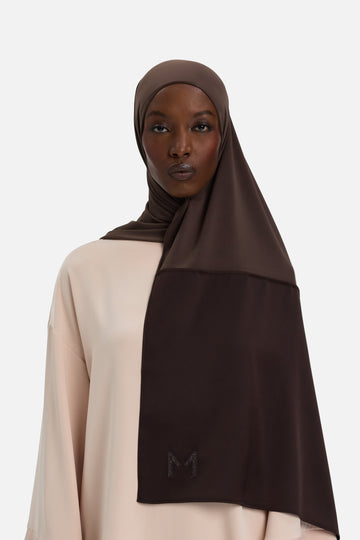 Structured Satin Edge Foulard | Marron foncé
