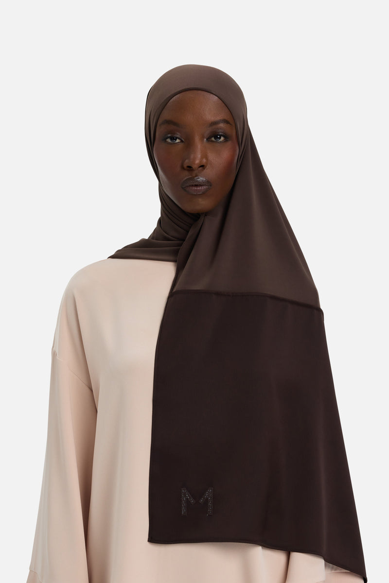 Structured Satin Edge Foulard | Marron foncé