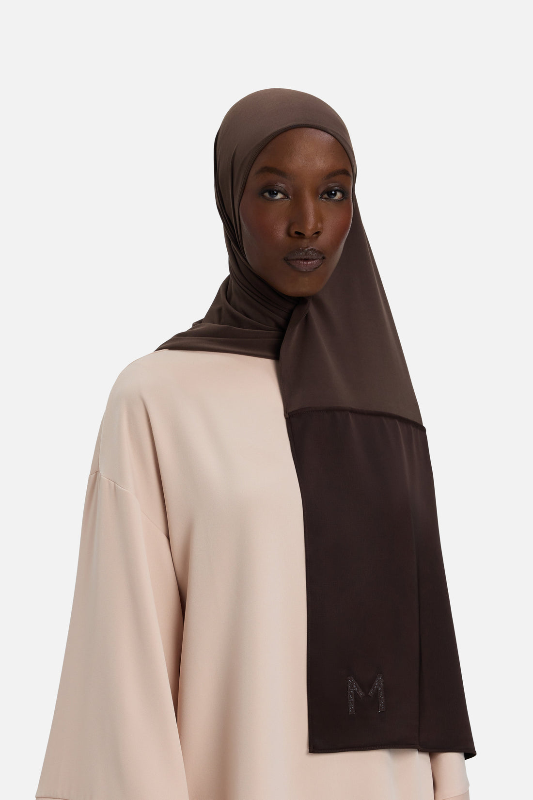 Structured Satin Edge Foulard | Marron foncé