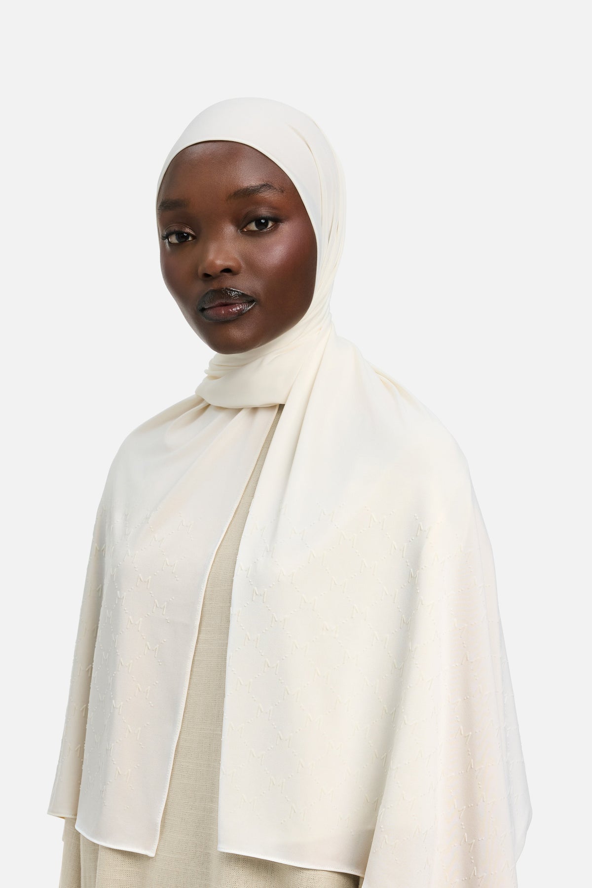 The Monogram Flock Foulard Premium | Blanc cassé