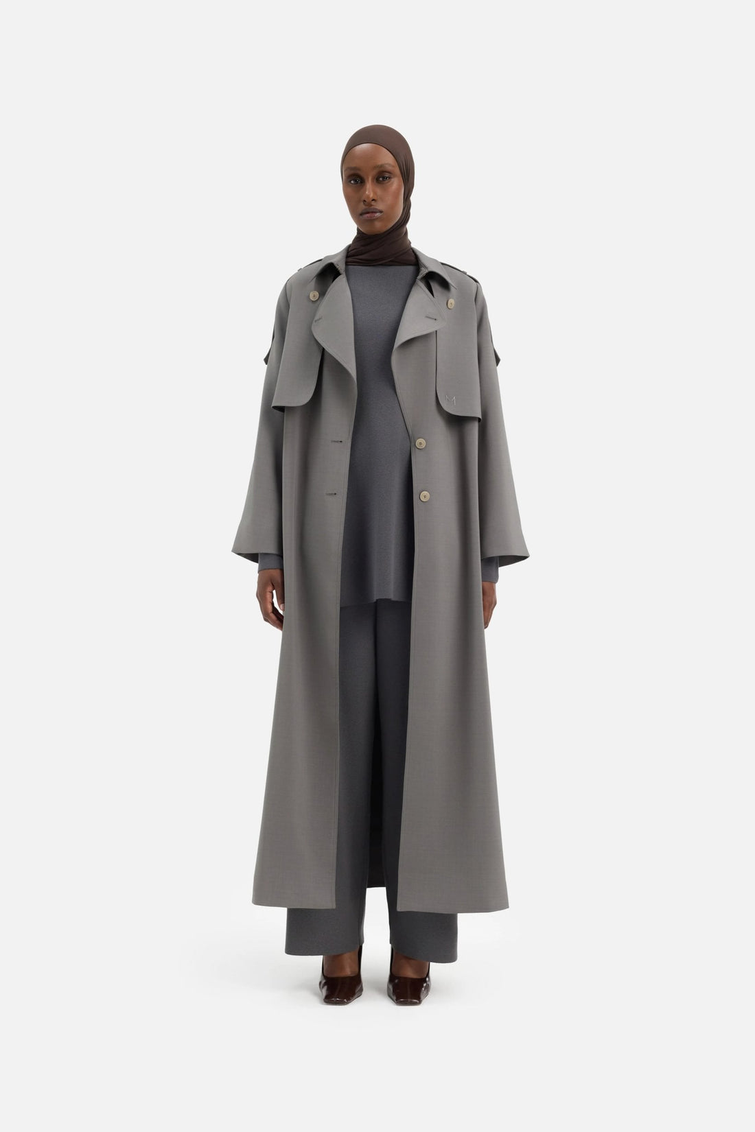 Trench Abaya | Carbon Grey