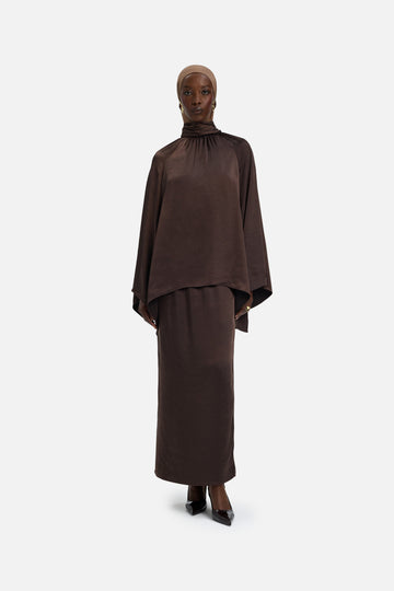 Volume Sleeve Blouse | Marron foncé
