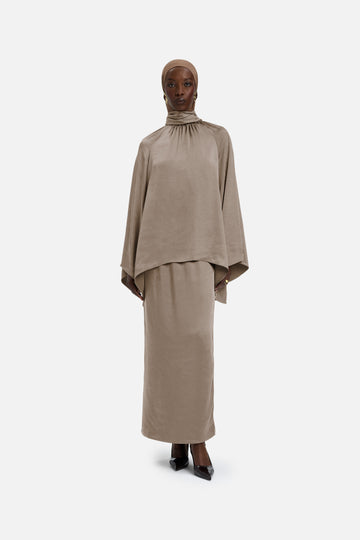 Volume Pleat Jupe | Milky Cacao