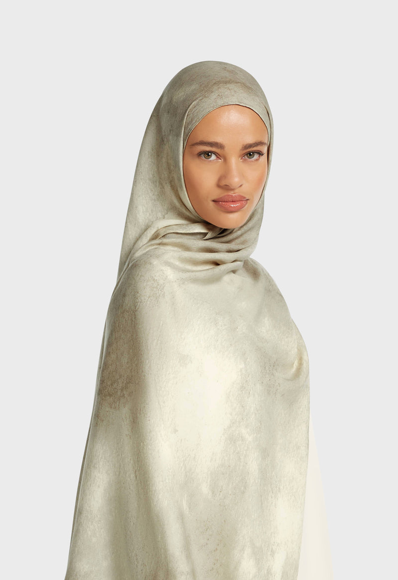 Foulard tissé léger | Marbre poivre blanc