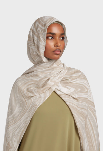 Foulard tissé léger | Organic Print Dark Pearl