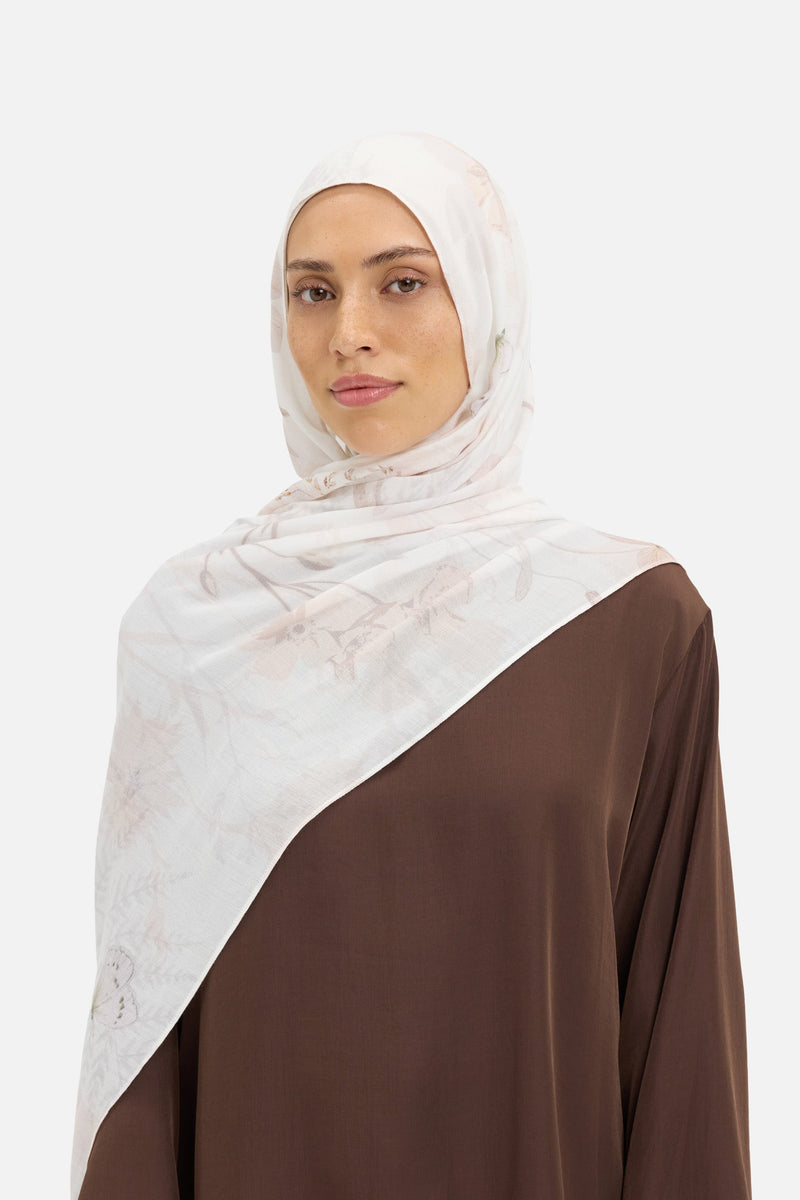 Foulard tissé léger | Bouquet marron
