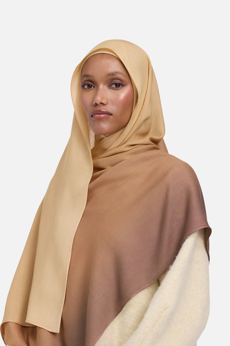 Foulard tissé léger | Dégradé chocolat