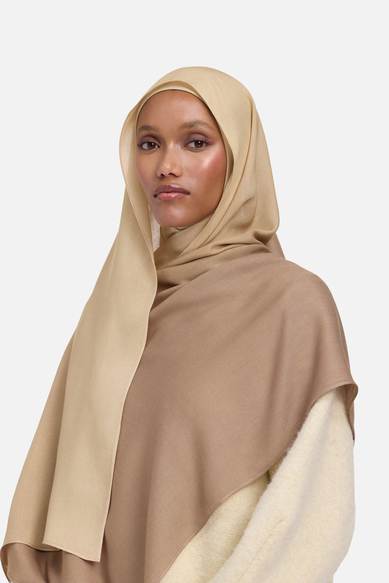 Foulard tissé léger | Dégradé bois