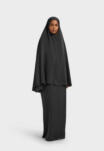 Woven Satin Khimar | Noir