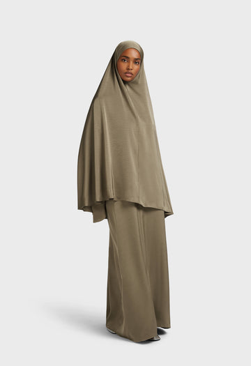 Woven Satin Khimar | Desert Brown