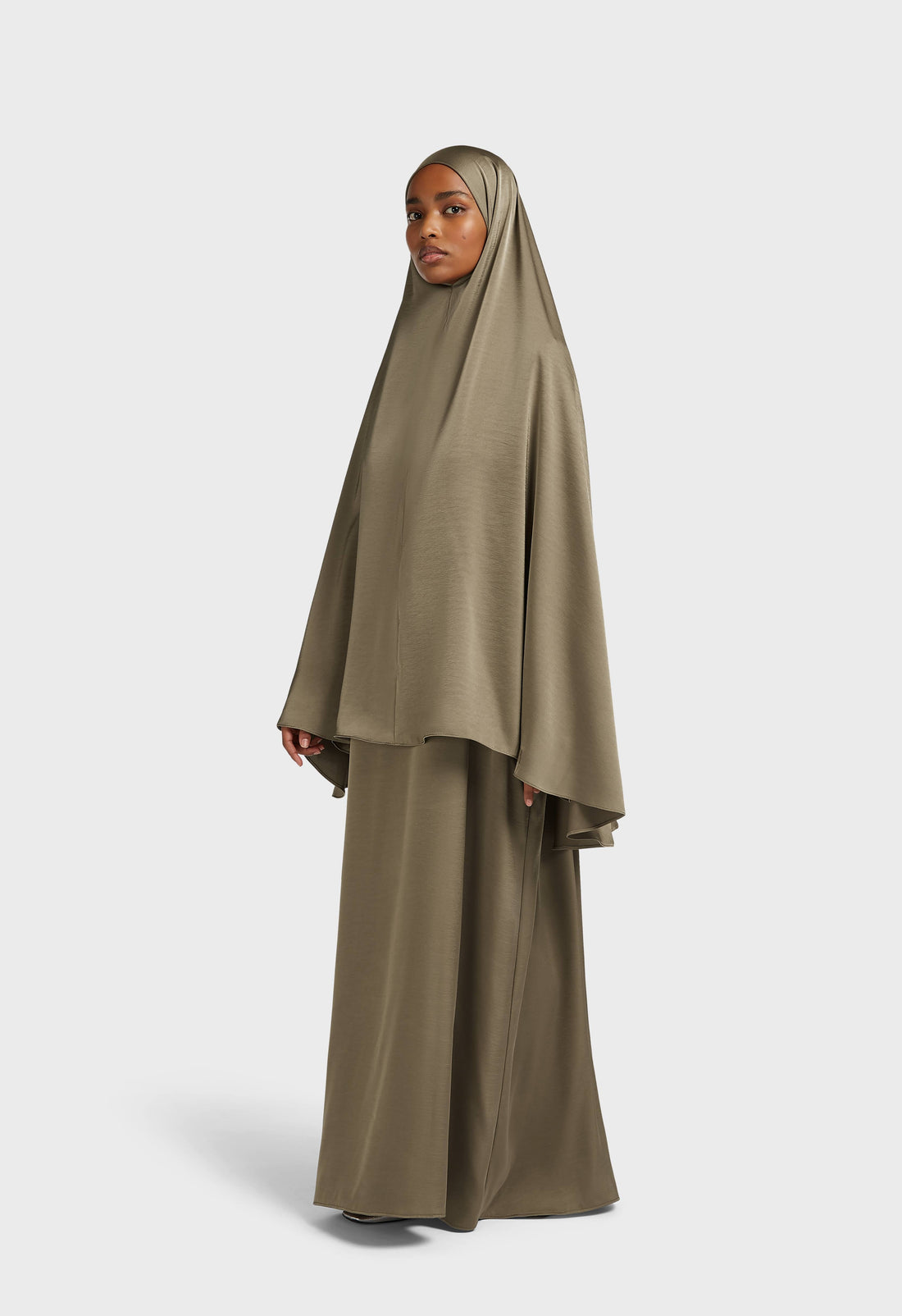 Woven Satin Khimar | Desert Brown