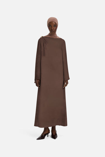 Detailed Shoulder Robe | Brun cendré